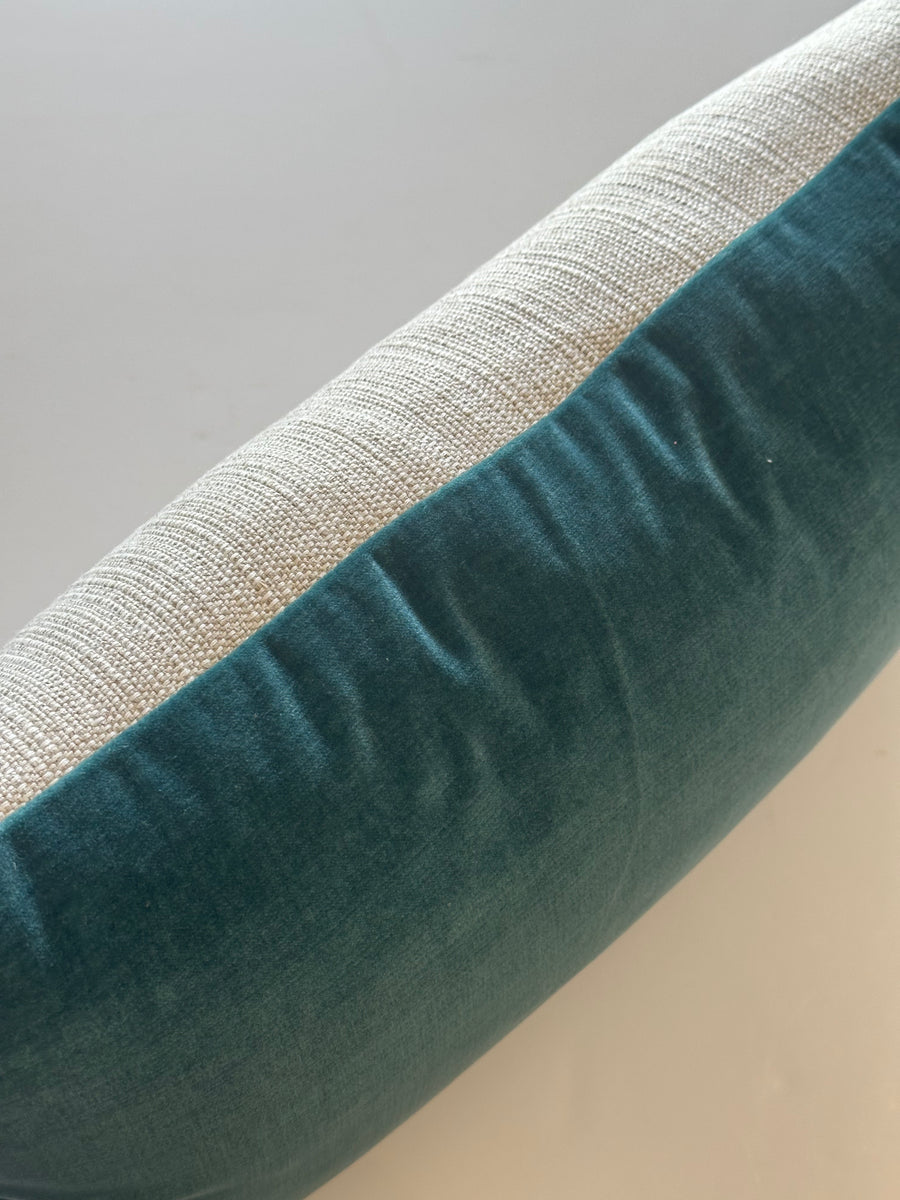 Blue Green Striated Pillow / 24” x 14”