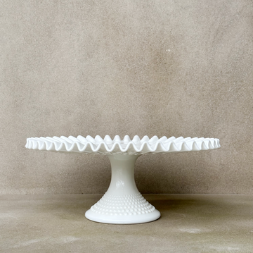 Vintage Milk Glass Ruffle Cake Stand