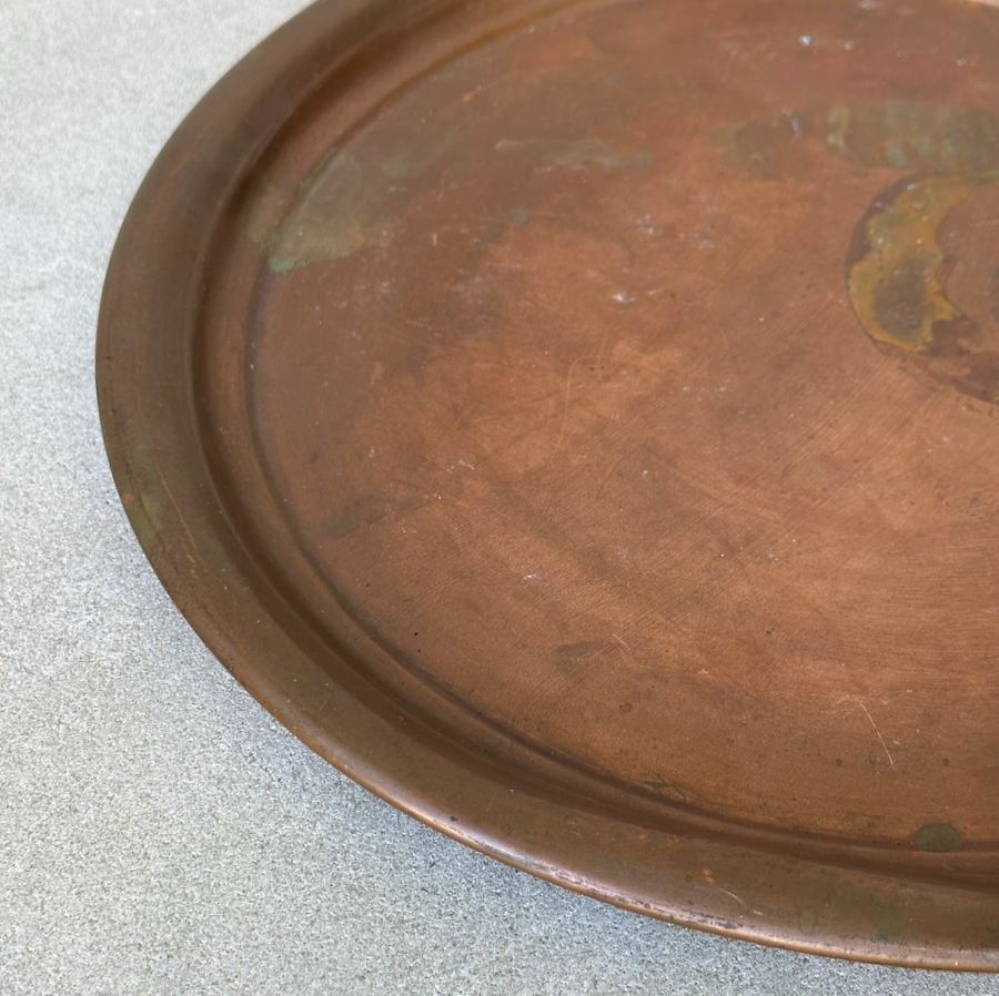 Vintage Round Copper Tray