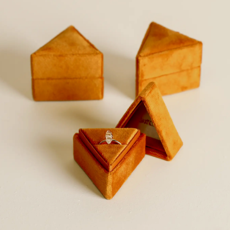 Velvet Jewelry Box - Triangle - Burnt Orange
