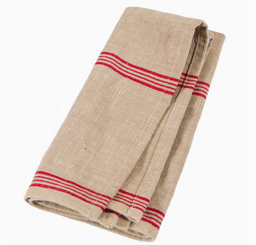 Cotton Red and Beige Striped Napkin