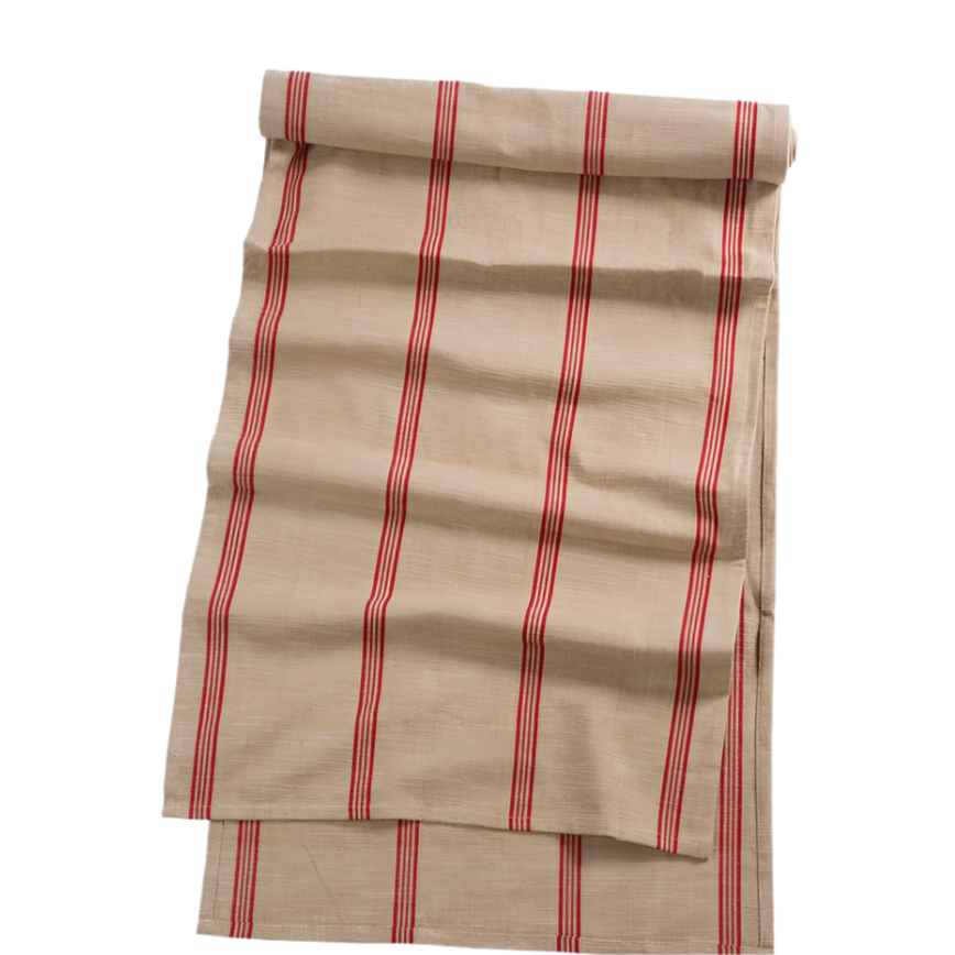 Red and Beige Striped Table Runner