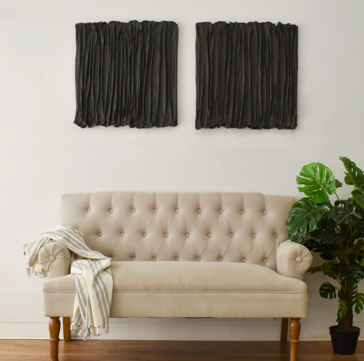 Linear - Black - Fabric & Plaster Wall Art