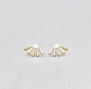 Gold Fan Stud Earrings