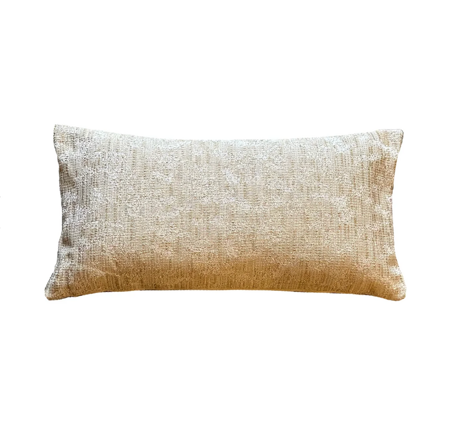 Ivory Matelassé Texture Pillow / 24” x 12”