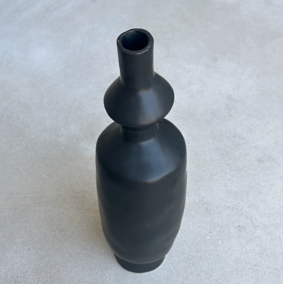 Tall Black Zig Zag Vase