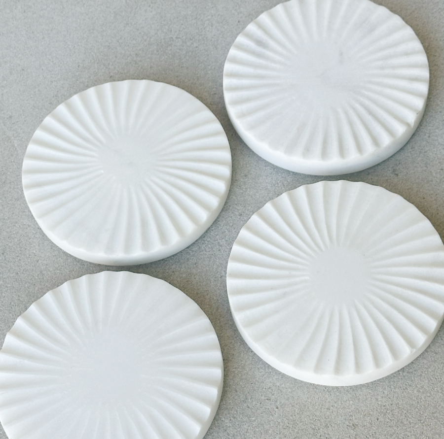 Spiral Marble Round Coasters, Set of 4