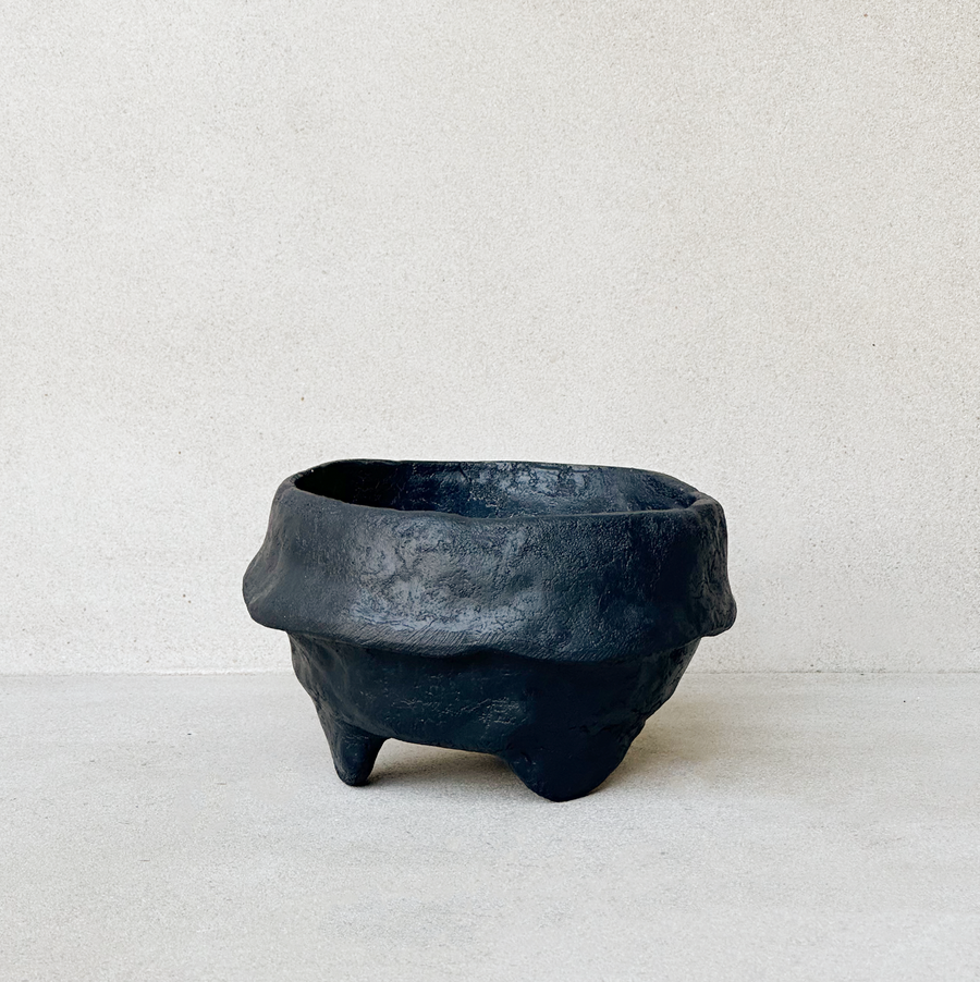 Paper Mache Bowl / Black