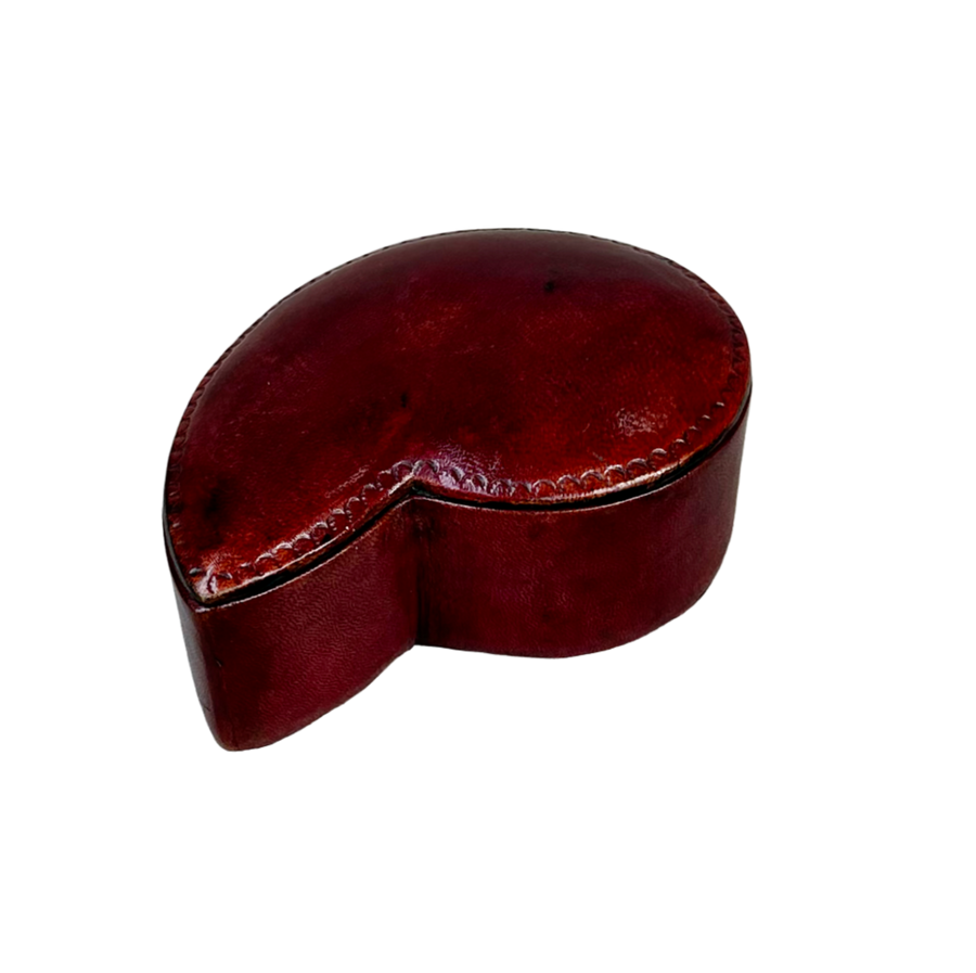 African Burgundy Leather Lidded Box