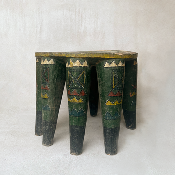 Vintage African Green Nupe Stool