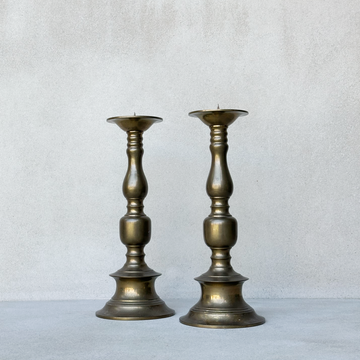 Vintage Darkened Brass Candlesticks / Set 2