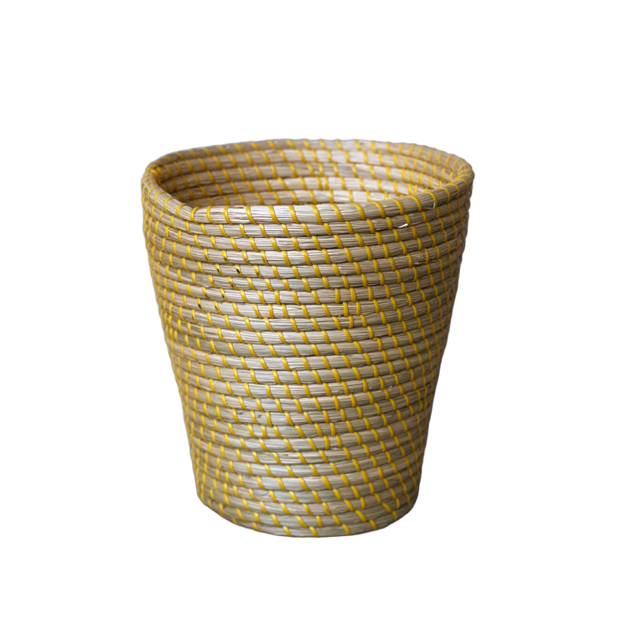 Woven Waste Basket / Yellow