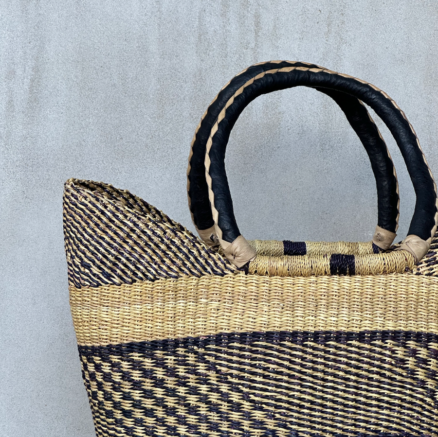 African Market Tote / Black and Natural