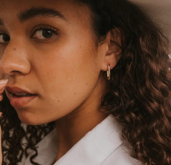 Gold Hoop Large Rectangle Earrings