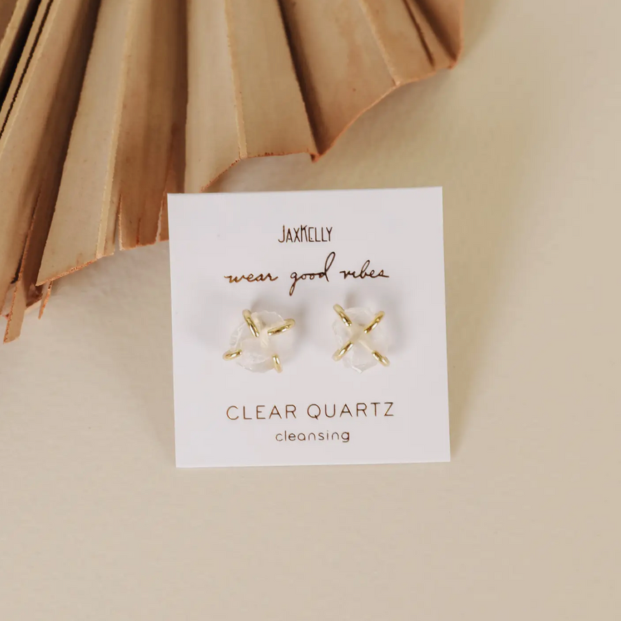 Clear Quartz Prong Earrings