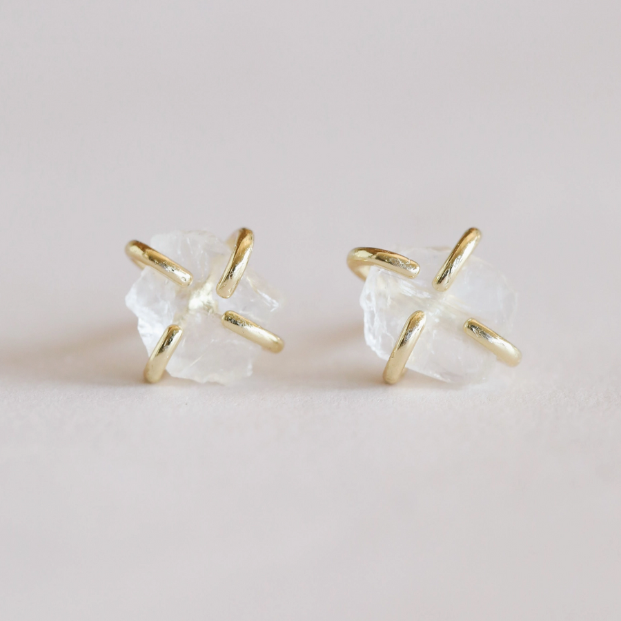 Clear Quartz Prong Earrings