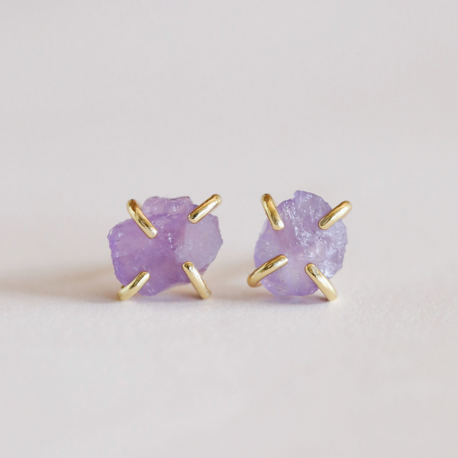 Amethyst Gemstone Prong Earrings