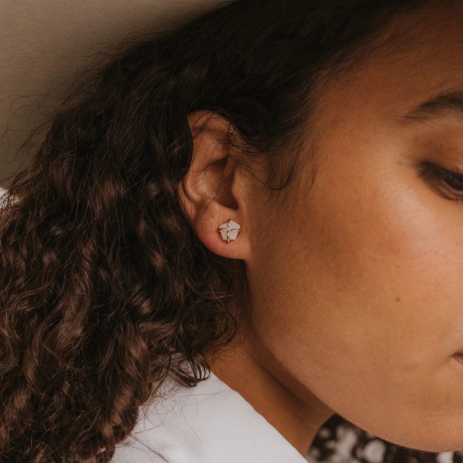 White Druzy Prong Earrings