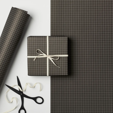 Black Graph Paper Gift Wrap Roll