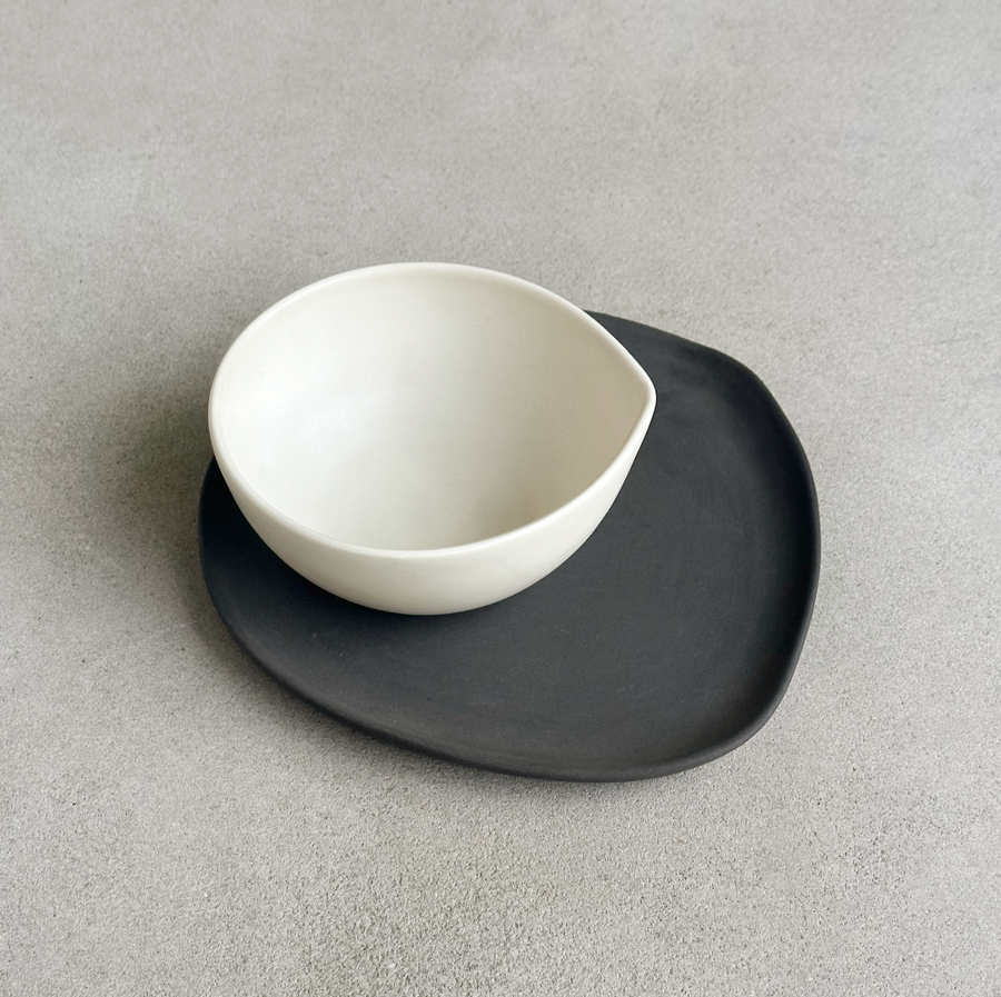 TQD Bowl & Saucer with Indent / Sedentary and Bare