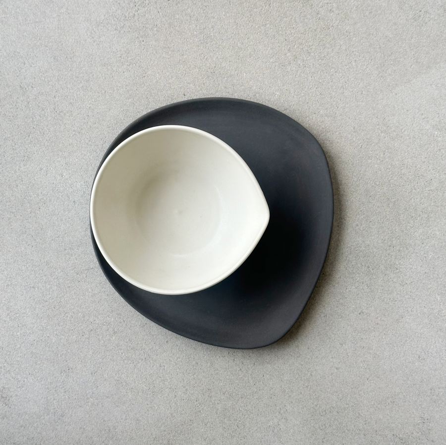 TQD Bowl & Saucer with Indent / Sedentary and Bare