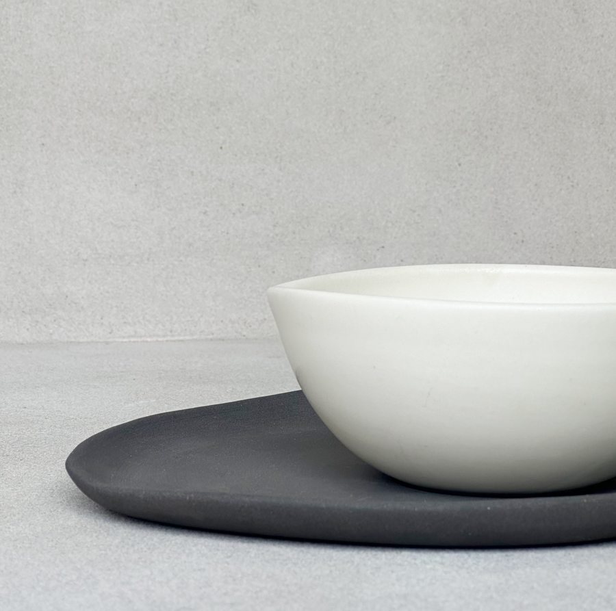 TQD Bowl & Saucer with Indent / Sedentary and Bare