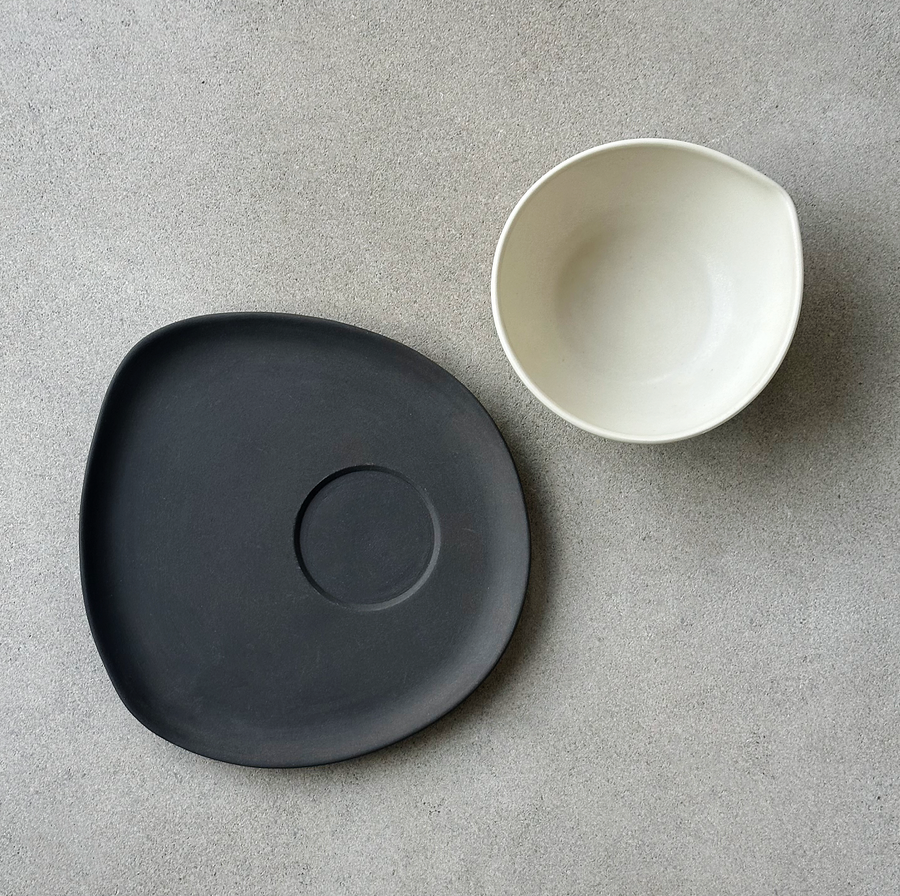 TQD Bowl & Saucer with Indent / Sedentary and Bare