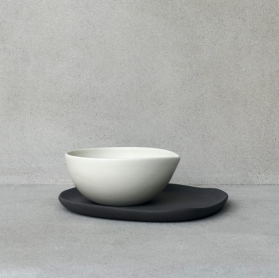 TQD Bowl & Saucer with Indent / Sedentary and Bare