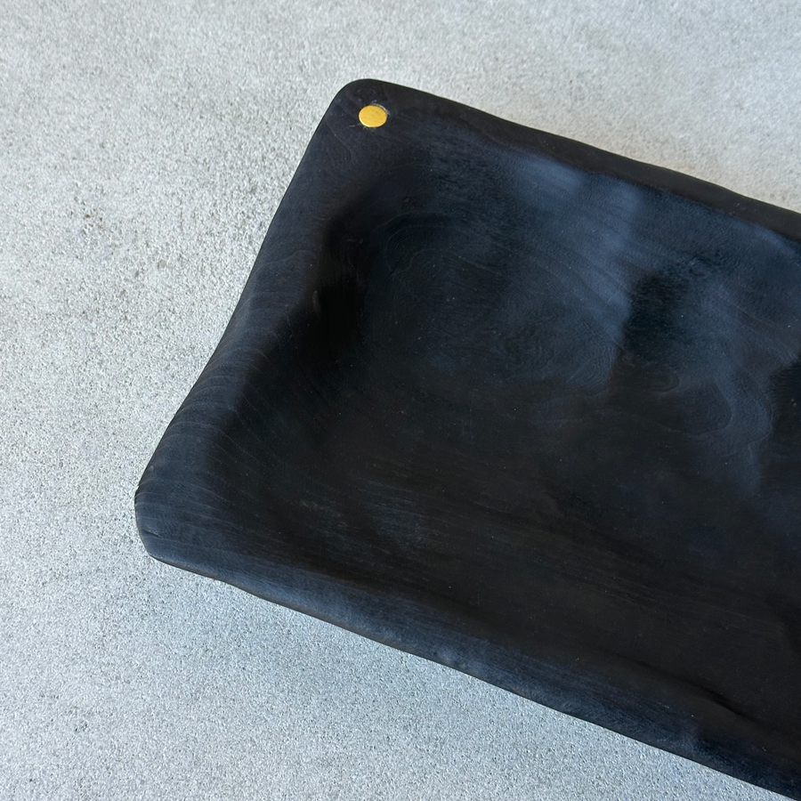 CN Charred Landscape Tray with Brass Dot Detail