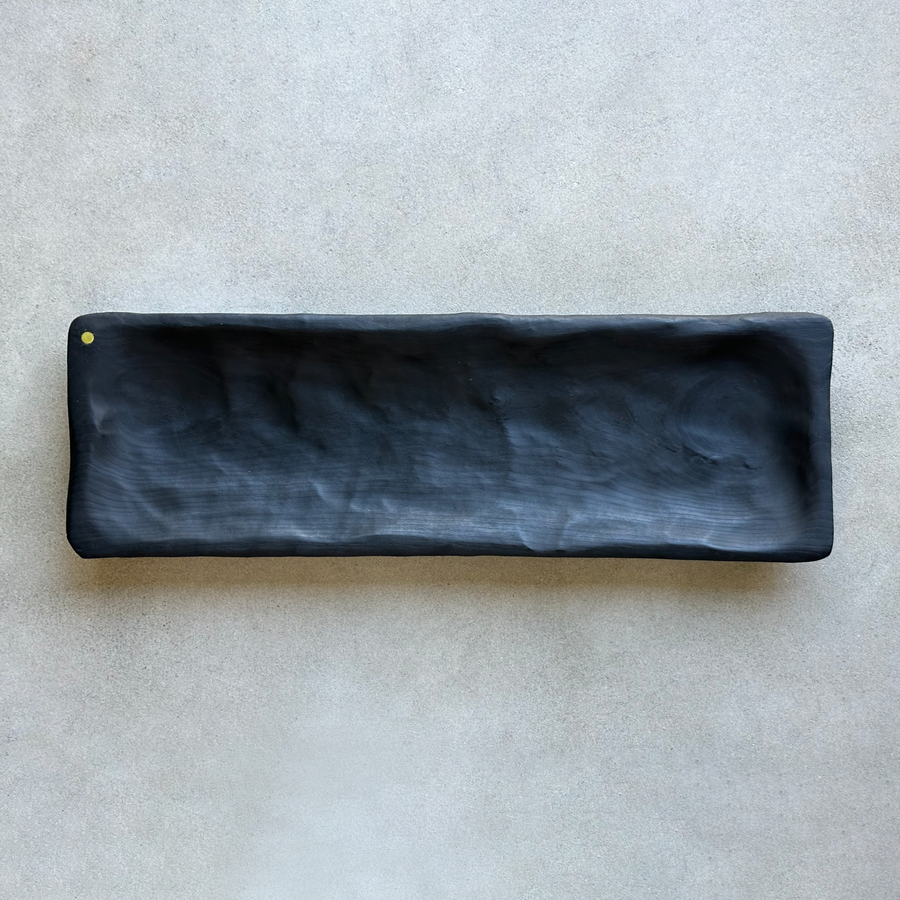 CN Charred Landscape Tray with Brass Dot Detail