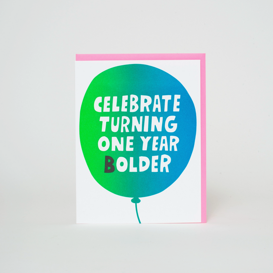 Turning 1 Year Bolder Balloon Card