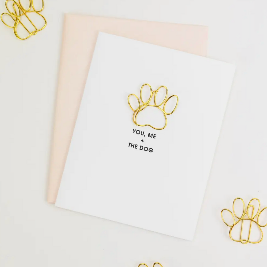 You Me + The Dog - Paw Print Paper Clip Card