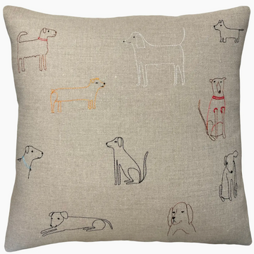 Dogs Pillow, Linen 18