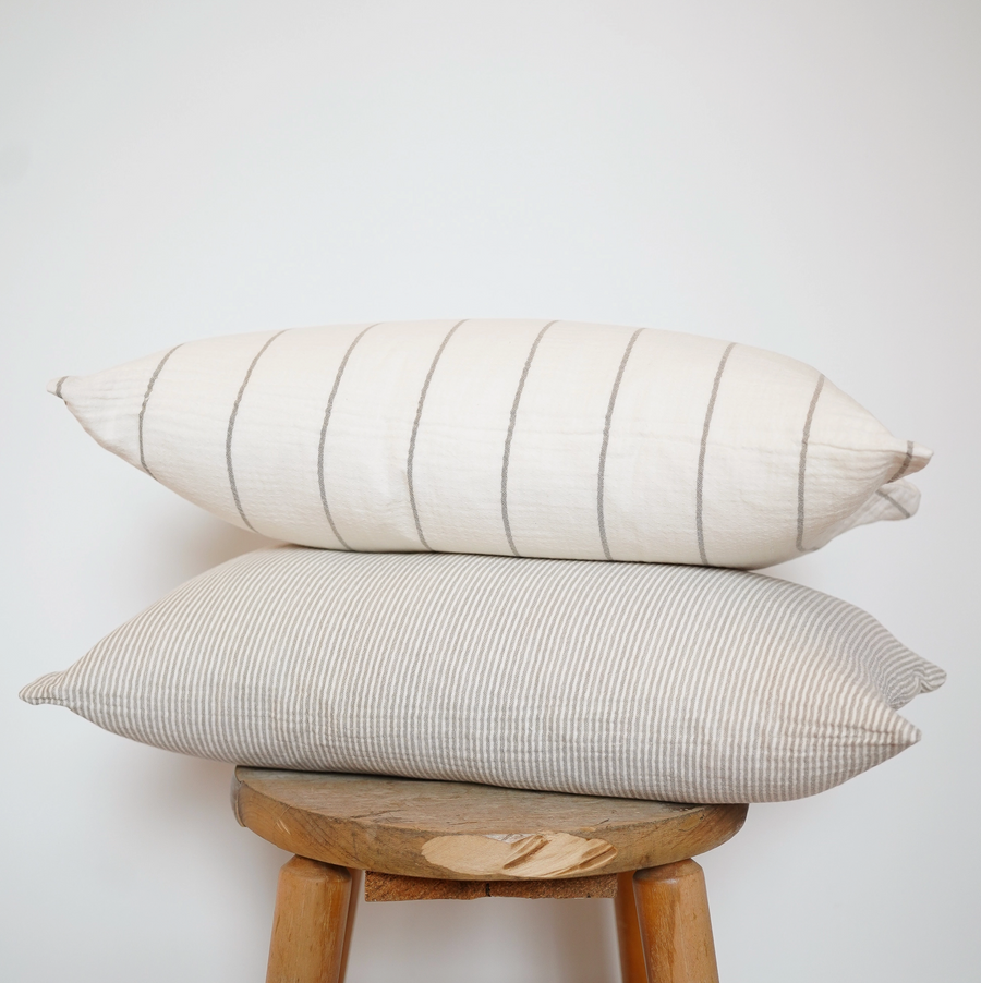 Cotton Gauze Pillow  / Wide Stripes 14