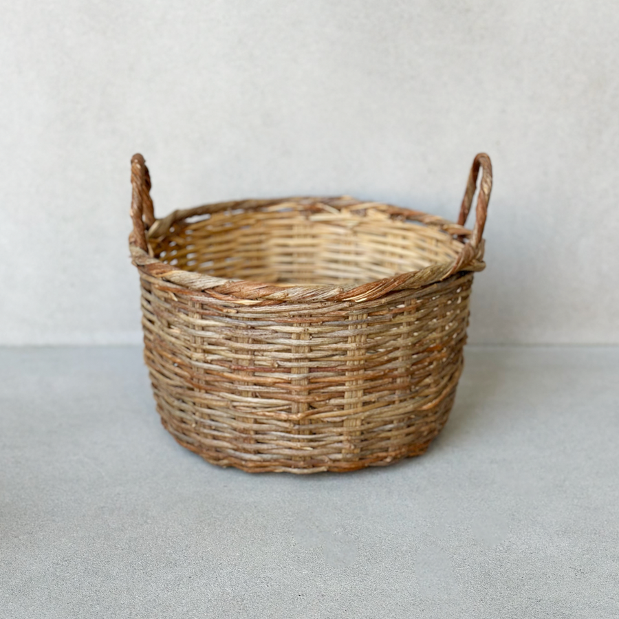 Vintage Handled Wicker Basket