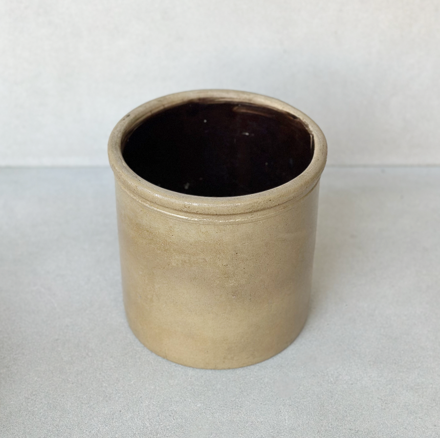 Vintage Tan Stoneware Crock