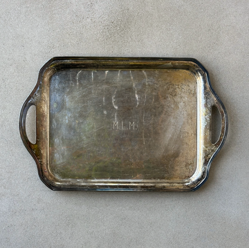 Vintage Patina'd Monogram Silver Tray