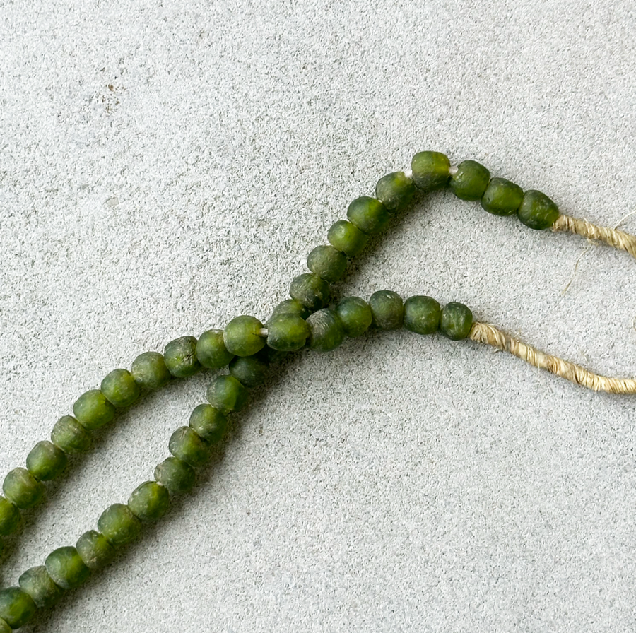 African Glass Beads - Olive Green