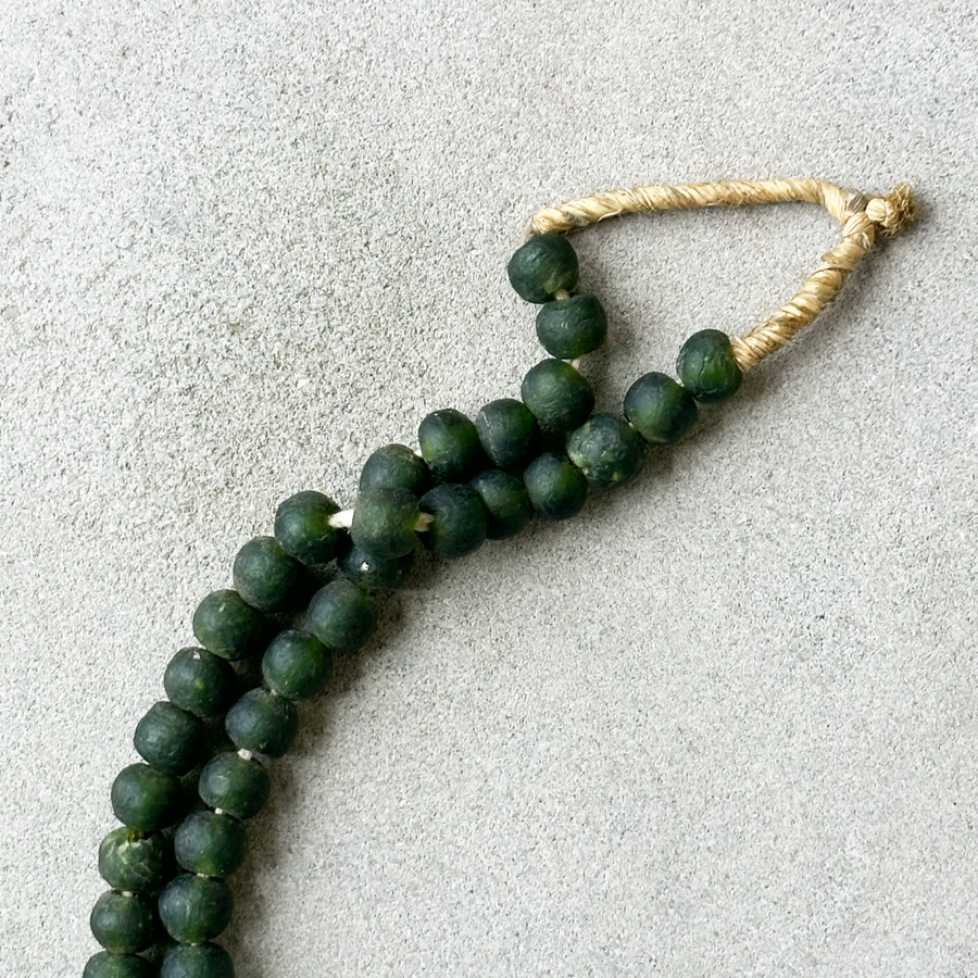 African Glass Beads - Forest Green