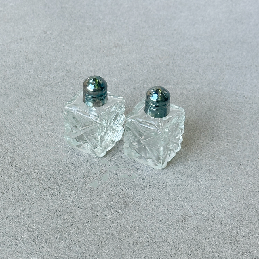 Vintage Glass Salt and Pepper Set/2