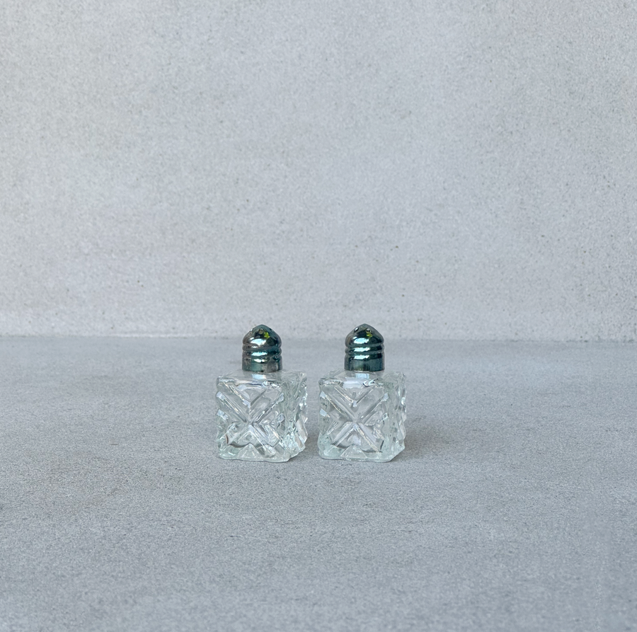 Vintage Glass Salt and Pepper Set/2