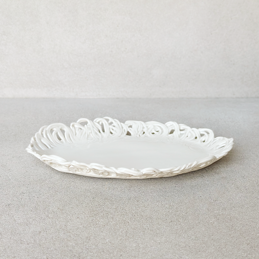 Scalloped Porcelain Lace Basket