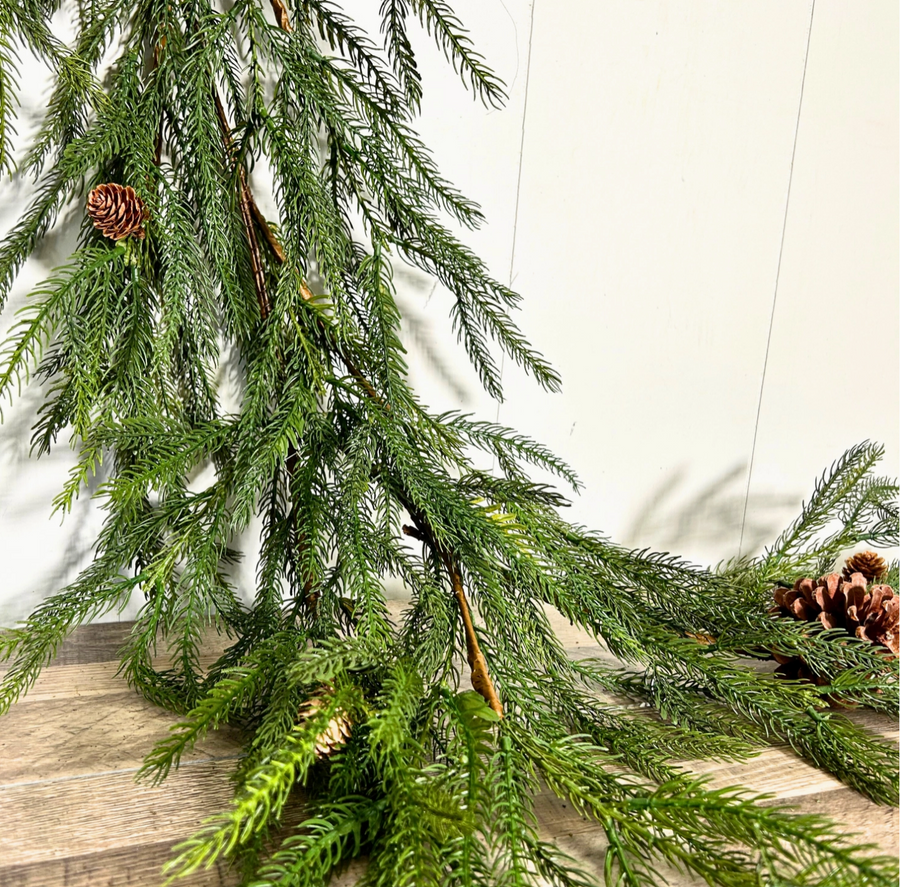 Pacific Norfolk Pine/Cone Christmas Garland 72''