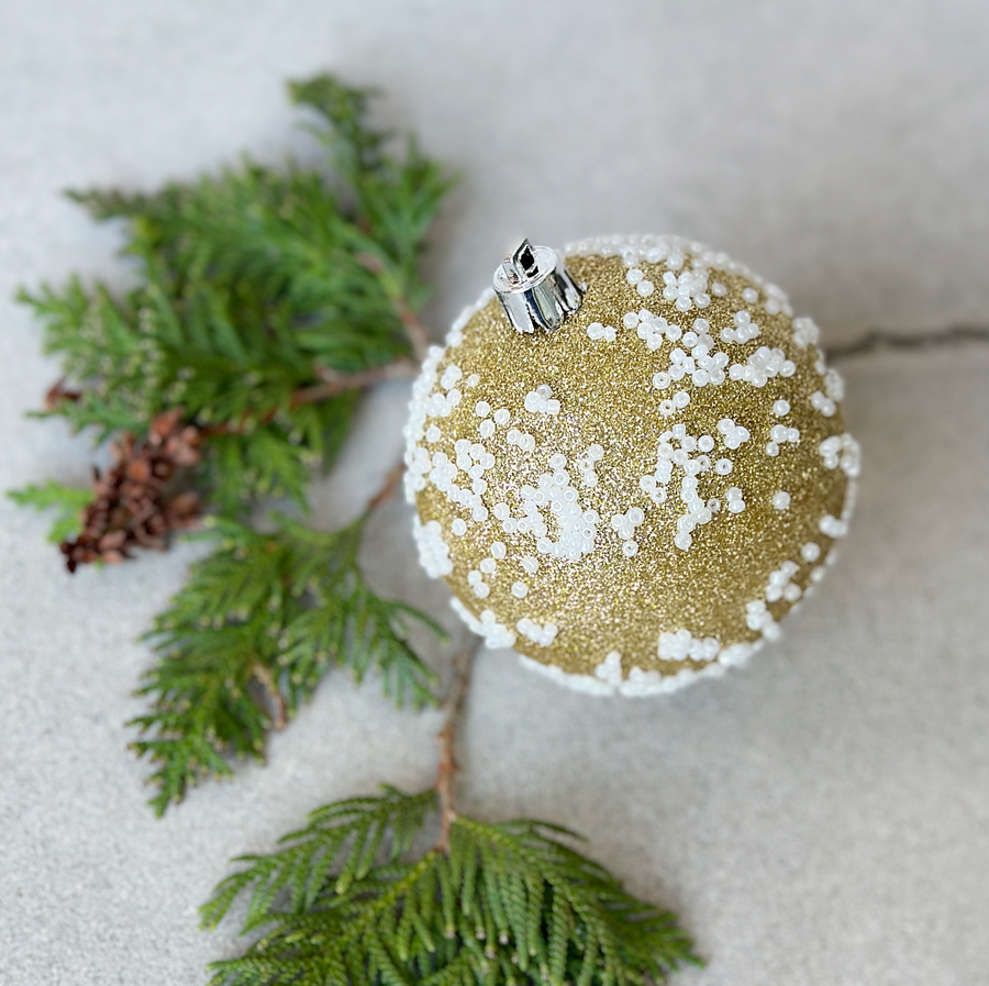 Gold Glitter Bead Ornament