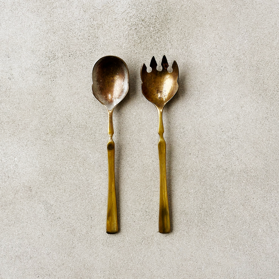 Vintage Brass Serving Utensils / Set of 2