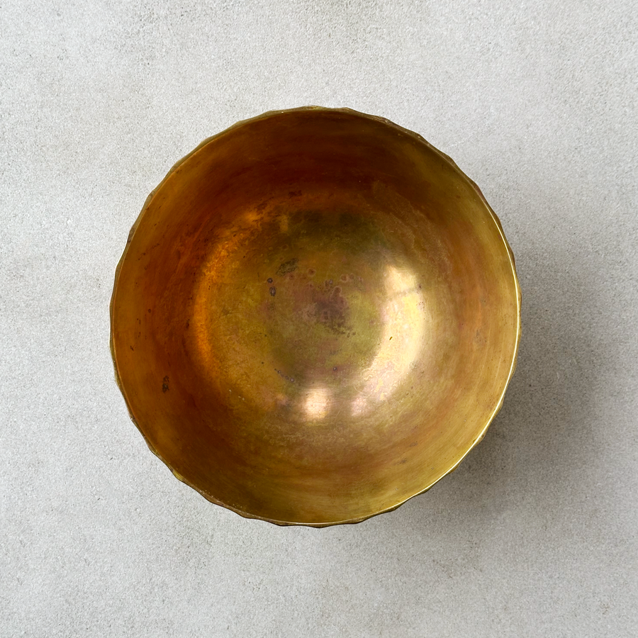 Vintage Brass Scalloped Bowl