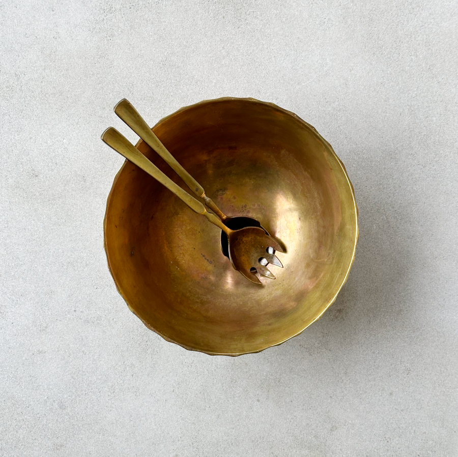 Vintage Brass Scalloped Bowl