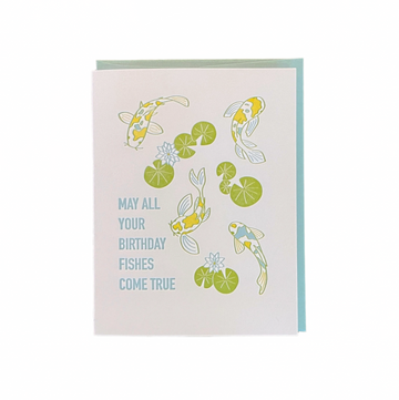 Birthday Fishes Letterpress Card