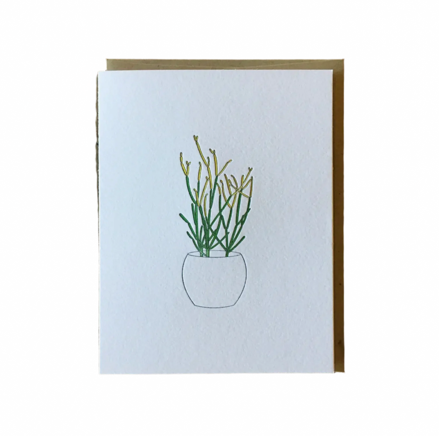 Pencil Cactus Letterpress Card