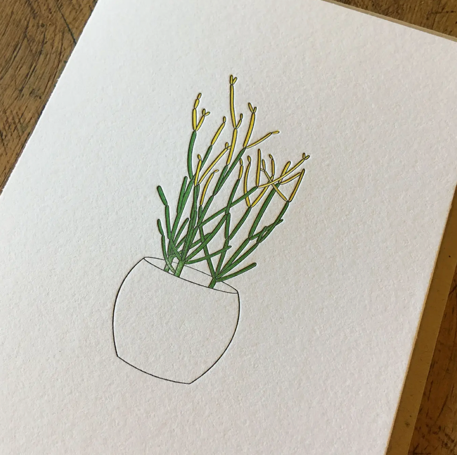 Pencil Cactus Letterpress Card